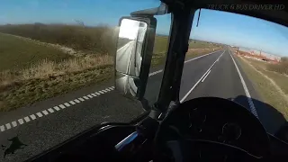 POV TRUCK DRIVER. The Landscape of Northern Denmark.