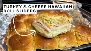 TURKEY & CHEESE SLIDERS on Hawaiian Rolls | Quick Easy Potluck, Holiday party, Friendsgiving recipe