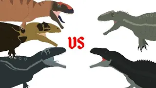 Tyrannotitan vs Mapusaurus vs Acrocanthosaurus vs Giganotosaurus vs Carcharodontosaurus[ANIMATION]