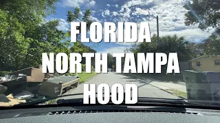 DRIVING TOUR FLORIDA NORTH TAMPA HOOD TRASH FURNITURE, MATTRESSES & COUCHES NO SIDEWALKS  (NARRATED)