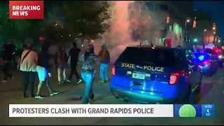 Peaceful protest becomes violent in downtown Grand Rapids, Michigan Saturday night