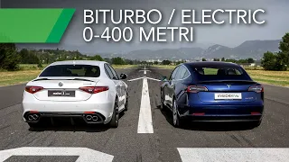Tesla Model 3 vs Alfa Romeo Giulia Quadrifoglio / DRAG RACE