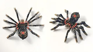 3d origami SPIDER | How to make a modular spider