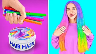 TRUCCHI CAPELLI COLORATI E FANTASTICI HACK BELLEZZA PER RAGAZZE || Idee Femminili Su 123 GO Like!