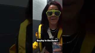 "BAYLEY IN THE BANK?" Bayley has arrived for #smackdown  #wwe #wrestling