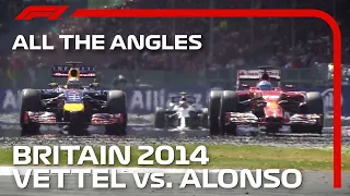 Vettel & Alonso Wheel To Wheel At Silverstone  - All The Angles | 2014 British Grand Prix