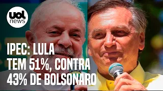 Lula tem 51% e Bolsonaro, 43% na 1ª pesquisa Ipec do segundo turno