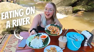 Eating Thai Food IN A RIVER in the THAI JUNGLE! (we went in an airplane cafe) 🇹🇭
