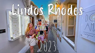 Lindos Rhodes | evening walking tour in 4k through lindos, Rodos Greece