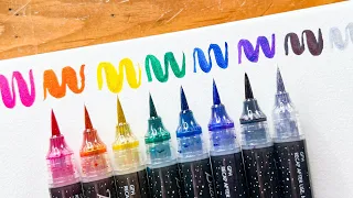 NEW Pentel Metallic Brush Pens! Review, Swatches and Coloring