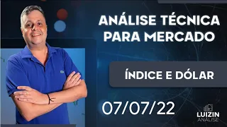 Analise técnica para mercado financeiro Índice e Dólar dia 07/07/2022