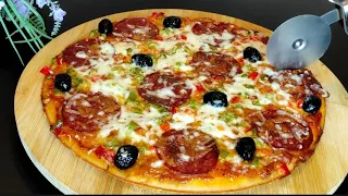 You won't be buying pizza after this video! Quick dough homemade pizza in 10 minutes