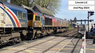 *Hangman, Double Headed Class 66 & Double Pass* Lincoln High Street Level Crossing (02/05/2024)