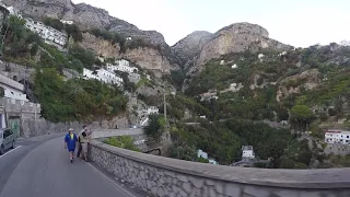 Moto into City of Amalfi, Italy