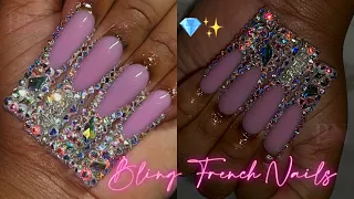 BLING FRENCH NAILS 💎 | ZODIAC SERIES : ARIES ♈️✨| USING FORMS | FULL ACRYLIC NAIL TUTORIAL