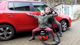 Boys VACUUMING DIRTY CAR Carpets ~ Henry the Hoover ASMR SOUND, Numatic Vacuum Cleaner DEMONSTRATION