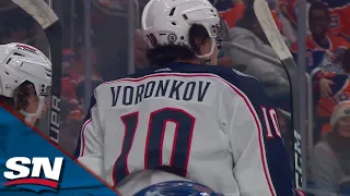 Blue Jackets' Dmitry Voronkov Scores Off Give-And-Go After Oilers Turnover