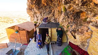 "Amir and Family Build a Concrete Roof for Their Cave Home"