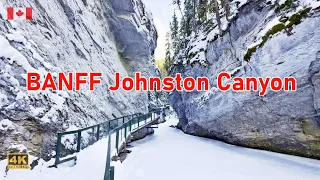 🇨🇦 Discover CANADA - Johnston CANYON Winter Hike in Banff National Park | Banff Attractions 4K