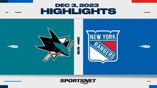 NHL Highlights | Sharks vs. Rangers - December 3, 2023