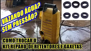 Lavadora Karcher sem pressão, vazando água? Como trocar kit reparo em detalhes.