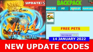 NEW UPDATE CODES [Upgrade 15] Anime Ninja War Tycoon ROBLOX | FREE PETS IN CODES! | January 14, 2022
