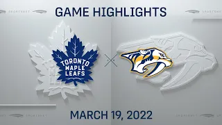 NHL Highlights | Maple Leafs vs. Predators - Mar. 19, 2022