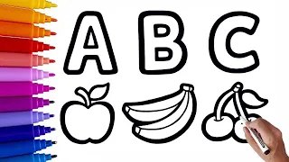 ABC Fruits Drawing, Painting and Coloring for Kids