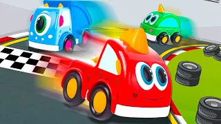 Машинки Мокас - Видео для малышей с игрушками! Машинки монстрики устраивают Гонки!