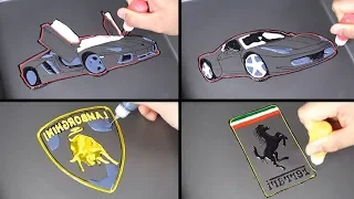 Sports car & Logo pancake art - lamborghini aventador, ferrari 458