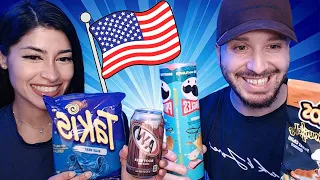 Brits try American Snacks for the First Time!