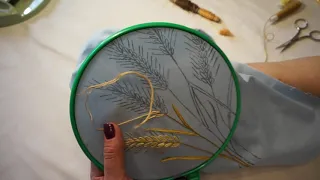 Embroidery lessons. Уроки вышивки гладью. Шов петелька, колоски - вторая часть