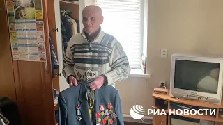 WWII Veteran Mikhail Grigorievich Sukach, ready to celebrate 9th May, Victory Day in Melitopol