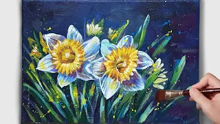 Simple flowers/아크릴화 /acrylic painting for beginners /how to paint daffodil/ painting ASMR / #5