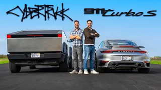 Tesla Cybertruck vs Porsche 911 Turbo S // DRAG RACE