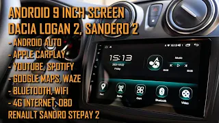 Android 9 inch for Dacia Logan 2, Sandero 2, Renault Logan 2, Sandero Stepway 2 Android Auto Carplay