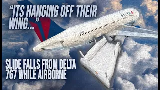 It's Hanging Off Their Wing!  |  Emergency Slide Falls Off Delta 767 While Airborne at JFK