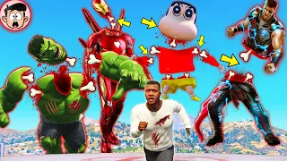 Breaking every BONE of FRANKLIN SHINCHAN HULK THOR & IRON MAN in GTA 5 ! GTA V GAMEPLAY