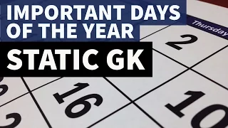 Important days of the year - January to December - Static GK