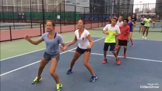 Tennis fitness drills on the court