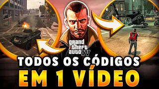 TODOS OS 30 CÓDIGOS DO GTA 4 (Carros, Armas, Dinheiro e Vida Infinita)