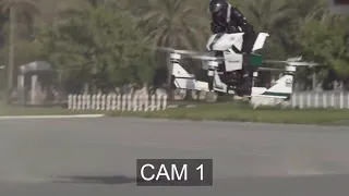 Hoverbike crash in Dubai during test flight.