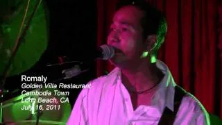 Romaly  sings a Khmer ramvong "Chom Chai"  at Golden Villa Restaurant