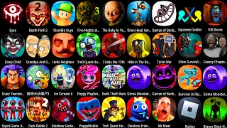 Roblox,Poppy Playtime Chapter 3,Evil Nun,Subway Surfers,Dark Riddle 2,Baby in Yellow,Grimace Monster