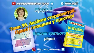 Тема 36. Аксіоми стереометрії. Прямі та площини у просторі. Завдання третього рівня