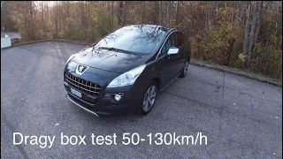 Dragy box test 50-130km/h Peugeot 3008 2.0Hdi Fap