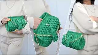 Crochet Perfect Cylinder Bag with Honeycomb Pattern  Идеальная сумка с узором Соты Вязание крючком