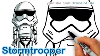 How to Draw Star Wars Stormtrooper Cute step by step The Force Awakens