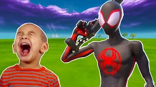 Trolling these toxic kids using the Miles Morales skin (Fortnite)