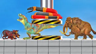 Reptiles Vs Dinosaurs Vs Wild Animals - Who Escaped From Hydraulic Press? Animal Revolt Battle